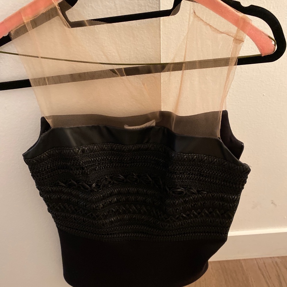 Bailey 44 sheer and leather top